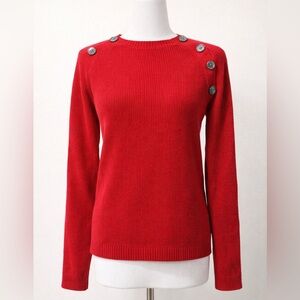 ❄️Lauren Ralph Lauren Red Sweater Small 100% Cotton Classic Preppy